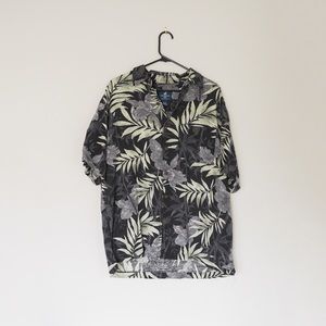 Caribbean Joe Button Down Tropical Shirt 100% Silk
